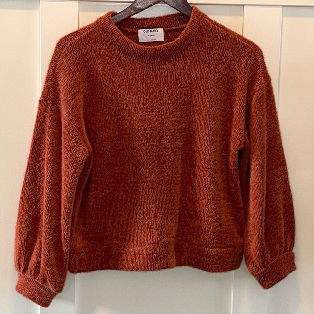 Old Navy Girls Cozy Fuzzy Rust Sweater